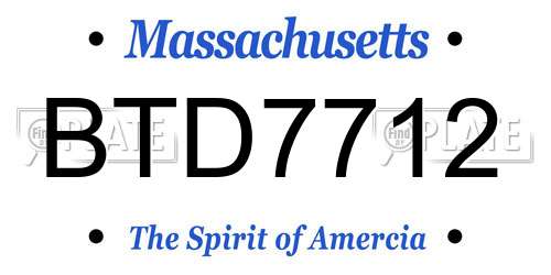 BTD7712 Massachusetts License Plate