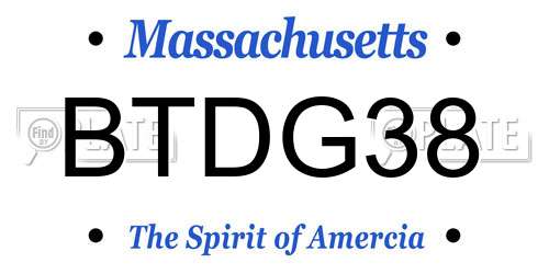 BTDG38 Massachusetts License Plate