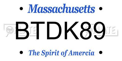 BTDK89 Massachusetts License Plate