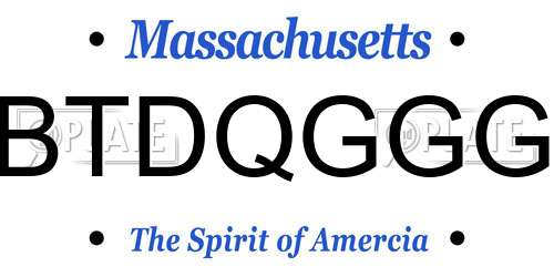 BTDQGGG Massachusetts License Plate