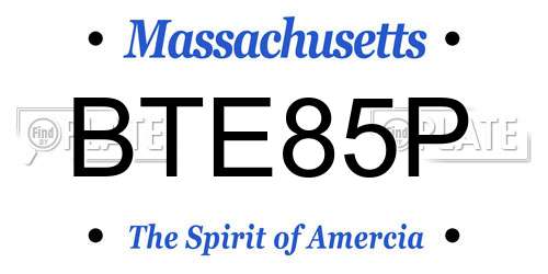 BTE85P Massachusetts License Plate