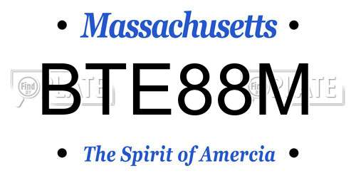 BTE88M Massachusetts License Plate