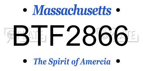 BTF2866 Massachusetts License Plate