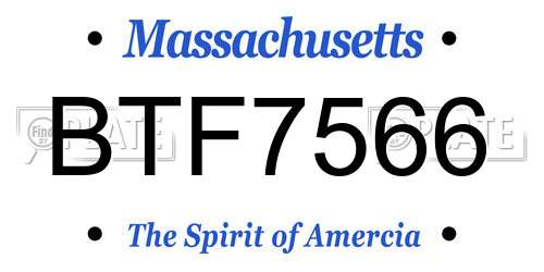 BTF7566 Massachusetts License Plate