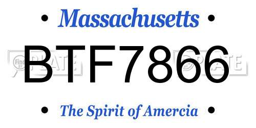 BTF7866 Massachusetts License Plate