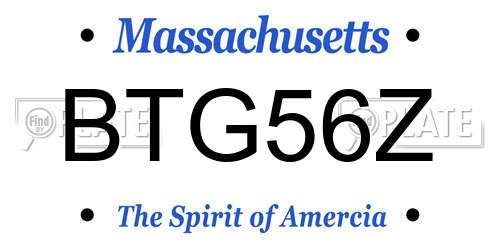 BTG56Z Massachusetts License Plate