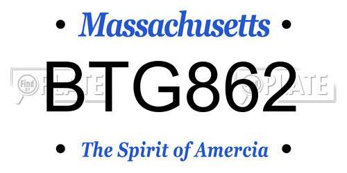BTG862 Massachusetts License Plate