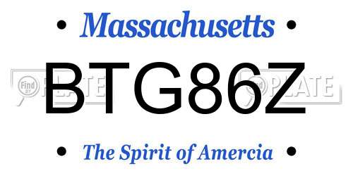 BTG86Z Massachusetts License Plate