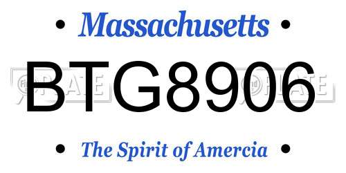 BTG8906 Massachusetts License Plate