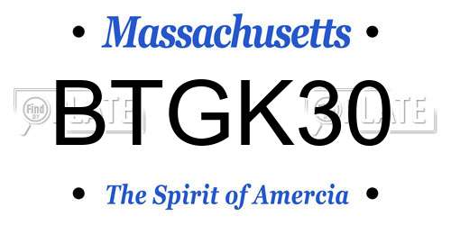 BTGK30 Massachusetts License Plate