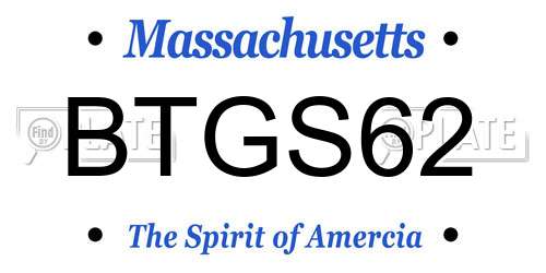 BTGS62 Massachusetts License Plate