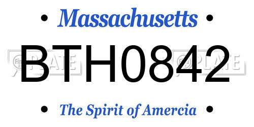 BTH0842 Massachusetts License Plate