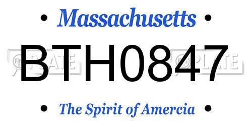 BTH0847 Massachusetts License Plate