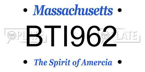 BTI962 Massachusetts License Plate