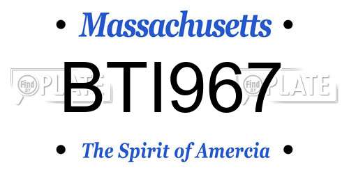 BTI967 Massachusetts License Plate