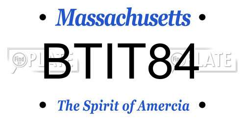 BTIT84 Massachusetts License Plate