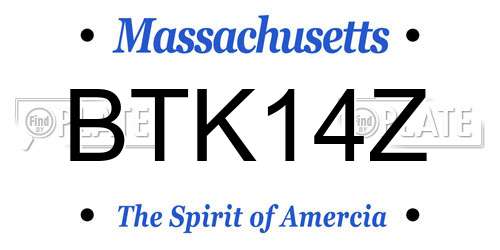 BTK14Z Massachusetts License Plate