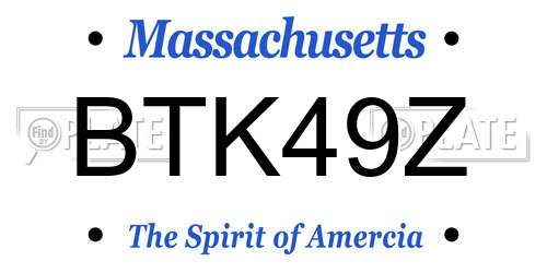 BTK49Z Massachusetts License Plate