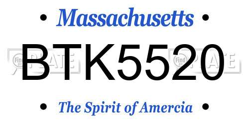 BTK5520 Massachusetts License Plate