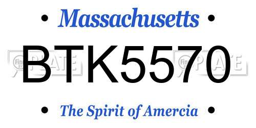 BTK5570 Massachusetts License Plate