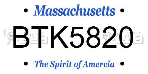 BTK5820 Massachusetts License Plate