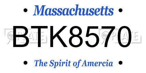 BTK8570 Massachusetts License Plate