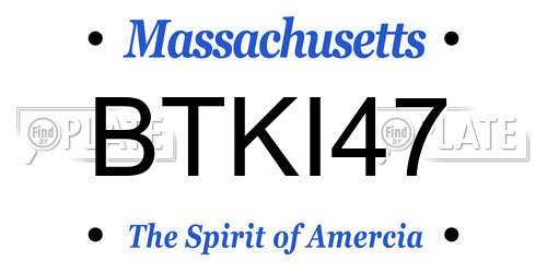 BTKI47 Massachusetts License Plate