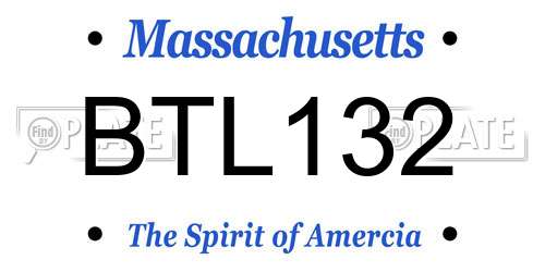 BTL132 Massachusetts License Plate