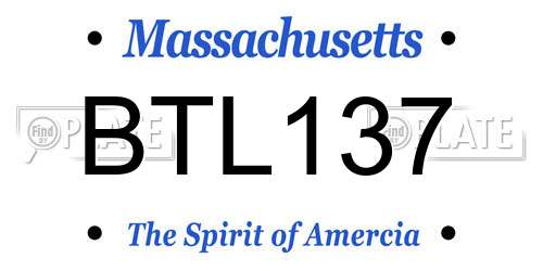 BTL137 Massachusetts License Plate