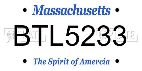 BTL5233 Massachusetts License Plate