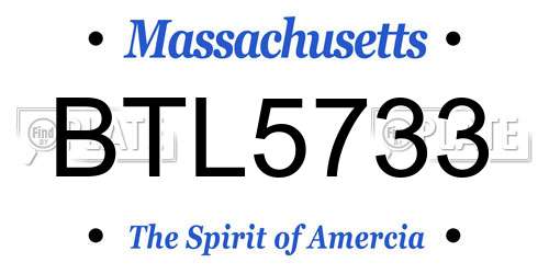 BTL5733 Massachusetts License Plate
