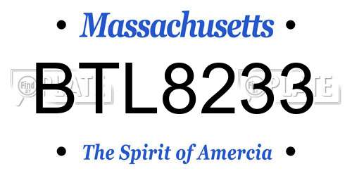 BTL8233 Massachusetts License Plate