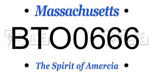 BTO0666 Massachusetts License Plate
