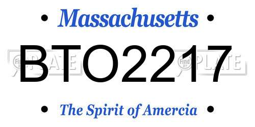 BTO2217 Massachusetts License Plate