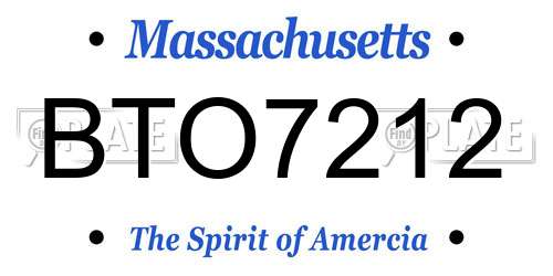 BTO7212 Massachusetts License Plate