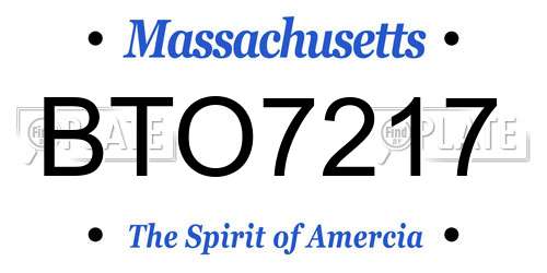 BTO7217 Massachusetts License Plate