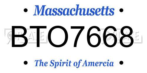 BTO7668 Massachusetts License Plate