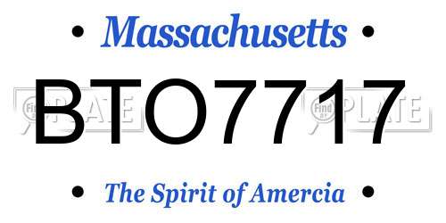 BTO7717 Massachusetts License Plate