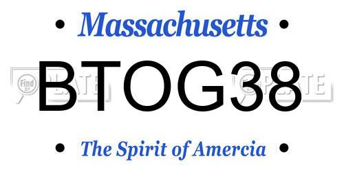 BTOG38 Massachusetts License Plate