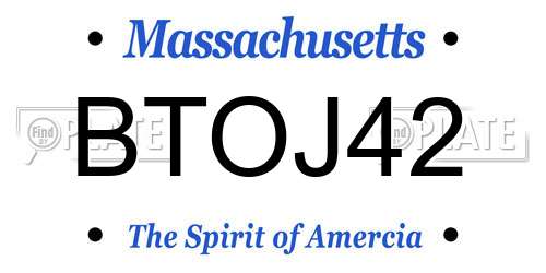 BTOJ42 Massachusetts License Plate