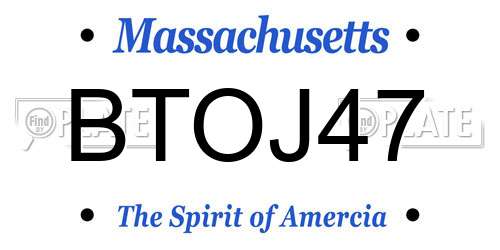 BTOJ47 Massachusetts License Plate