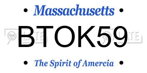 BTOK59 Massachusetts License Plate