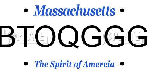 BTOQGGG Massachusetts License Plate