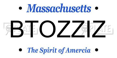 BTOZZIZ Massachusetts License Plate