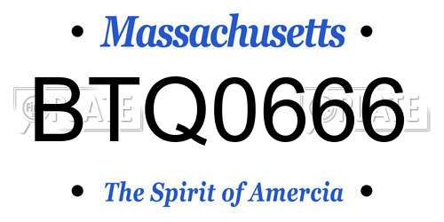 BTQ0666 Massachusetts License Plate