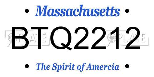 BTQ2212 Massachusetts License Plate