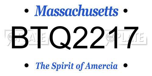 BTQ2217 Massachusetts License Plate