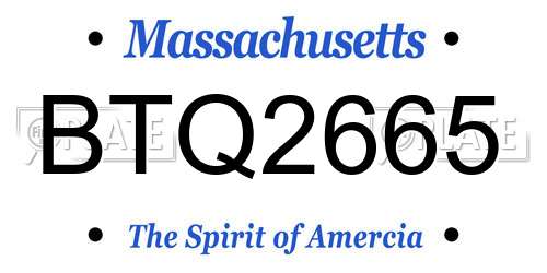 BTQ2665 Massachusetts License Plate