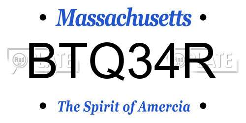 BTQ34R Massachusetts License Plate