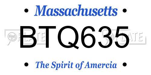 BTQ635 Massachusetts License Plate